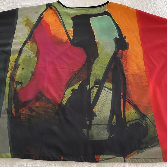 Artful Home NWOT Lumen Top & Scarf by Andrea Geer, Olive/Fuchsia Brush, L/XL - Picture 12 of 15